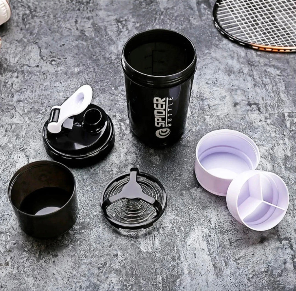 Protein Shaker 500ml mit 2 Pulverfächern – BPA‑frei, Fitness