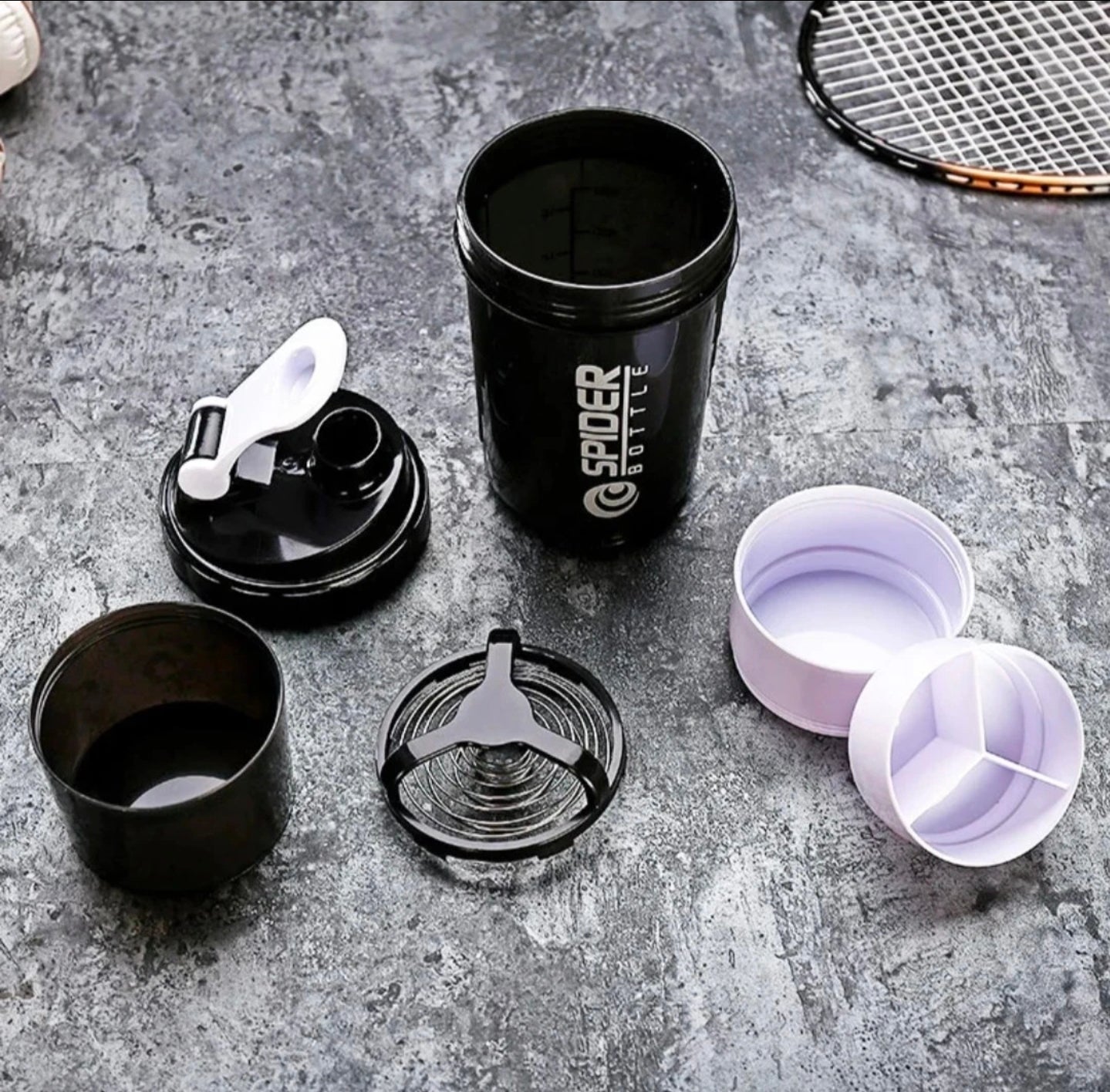Protein Shaker 500ml mit 2 Pulverfächern – BPA‑frei, Fitness